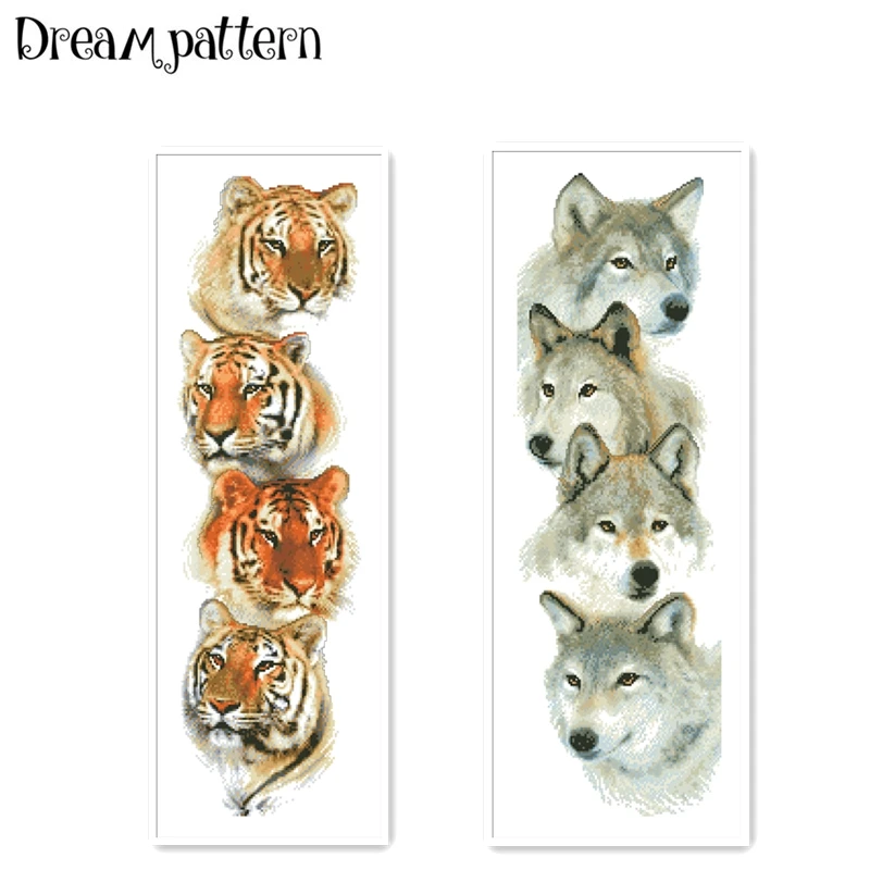 PROD 4000917976648 Tiger pack cross stitch kit animal wolf 18ct 14ct
11ct cotton silk thread white fabric embroidery DIY handmade needlework