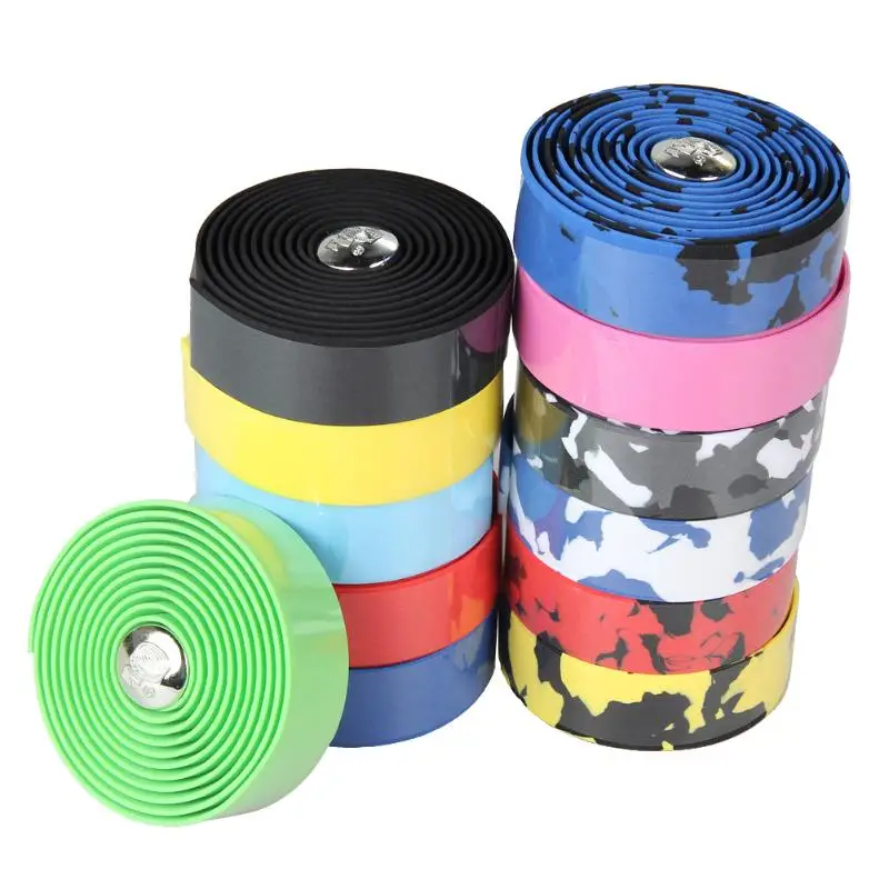 Best 2PCS Cycling Road Bike handlebar tape bar Reflective Camouflagebelt Colorful Grip Wrap Tape with 2 Bar Plugs Bike Accosseries
