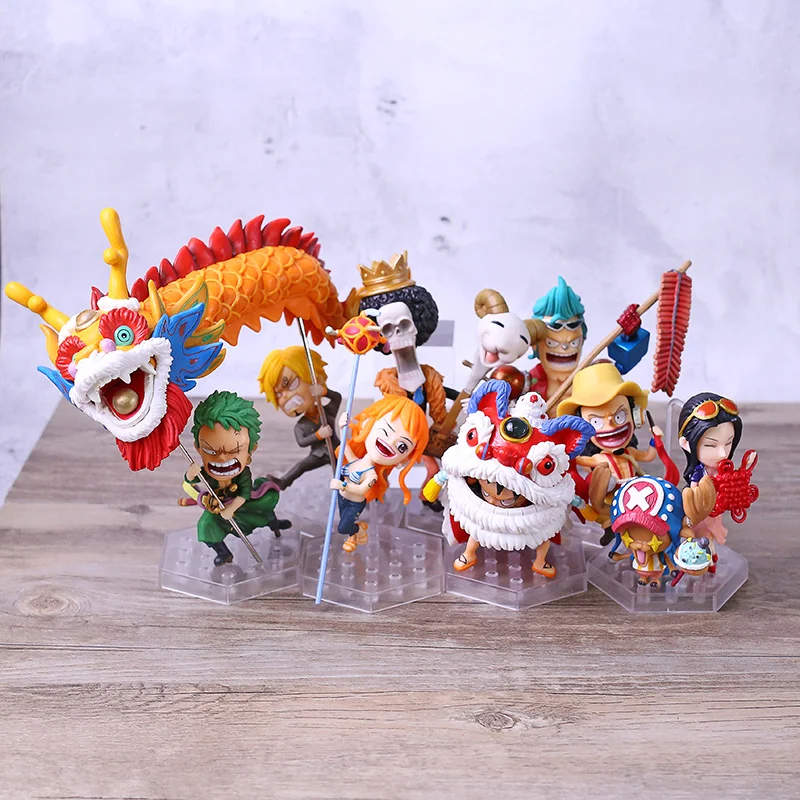 Одна деталь Луффи Зоро Sanji Nami Usopp Робин Чоппер Фрэнки Брук Новый год вер. ПВХ Фигурки игрушки 10 шт./компл