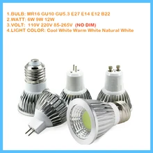 

MR16 GU10 GU5.3 E27 E14 E12 B22 COB Spotlight NO Dimmable 85-265V 12V Warm Natural White Home Light Bedroom Light Bulb