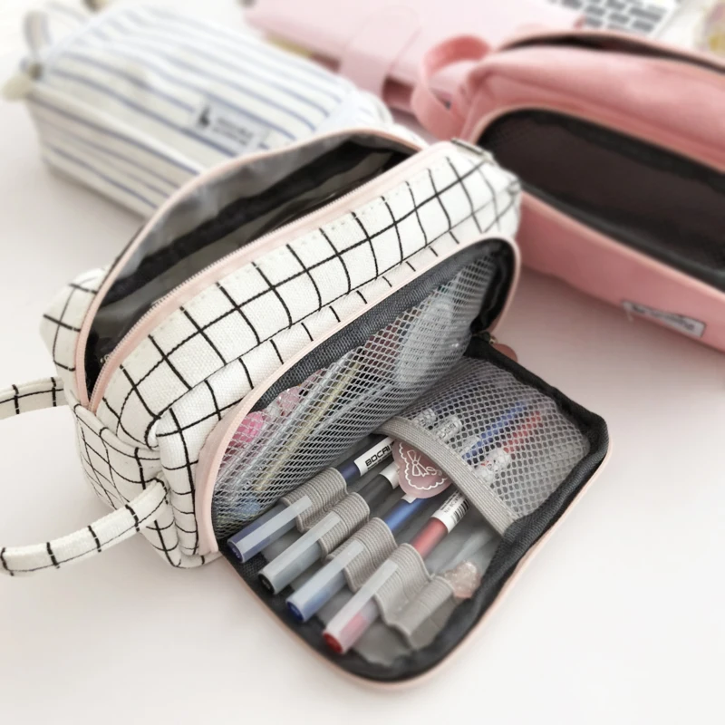 

Large Capacity Pencil Case Multi Color School Canvas Pen Bag for Stationery Pens Storage Office Kids School Supplies Pouch H6368