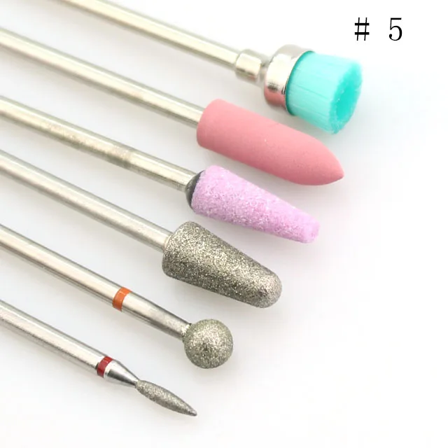 9 типов каменных керамических сверл для ногтей, набор алмазных фрезерных фрез, Электрический роторный станок, сверла для кутикулы, чистящие аксессуары, инструменты - Цвет: NO5