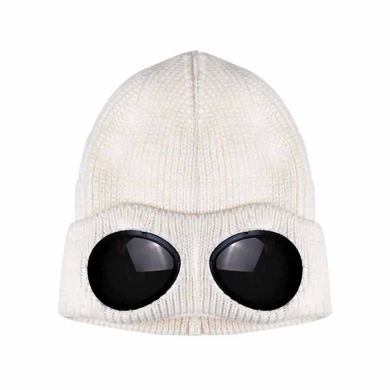 Унисекс, шерстяные вязаные очки, шапочка для отдыха, тепловая пушистая теплая шапка на осень и зиму, спортивная шапка, Теплосберегающая шапка, защита от снега и холода - Цвет: QJ2310W