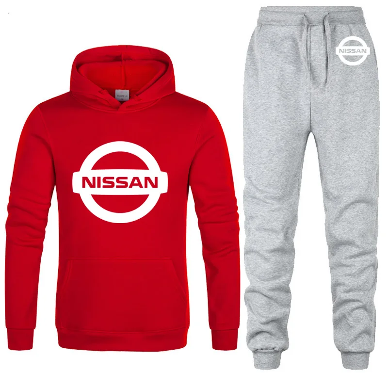 Мужские толстовки с капюшоном с логотипом Nissan, унисекс, модная мужская толстовка с капюшоном в стиле хип-хоп, harajuku, повседневные флисовые худи, штаны, костюм из 2 предметов