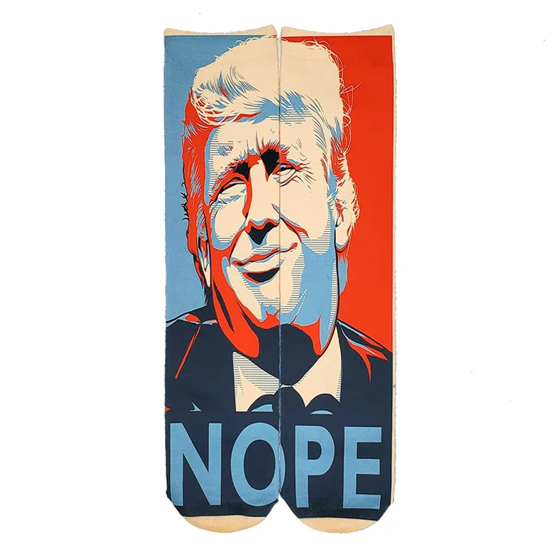 Длинные носки KASURE 3D с забавным принтом президент Дональд Трамп Повседневные для