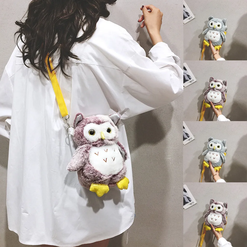

Coneed Female Plush Bag Cartoon Girl Small Bag Cute Owl Toy Backpack Cartoon Animal Shape Backpack July 25 P30