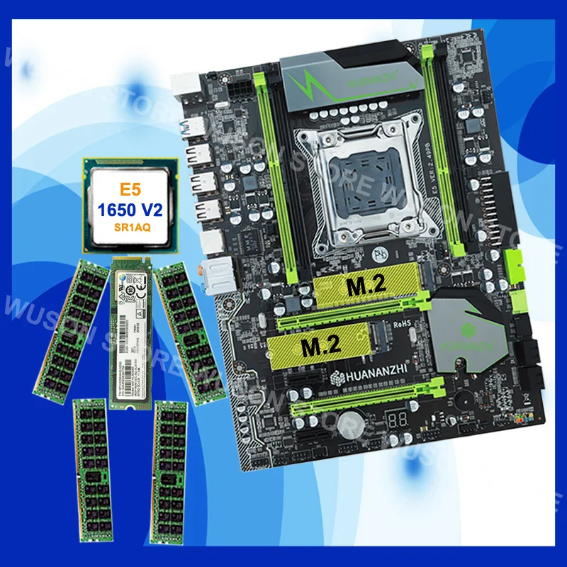 Бренд HUANANZHI X79 материнская плата с 256G NVME SSD скидка материнская плата комплект с ЦП Xeon E5 1650 V2 RAM 32G (4*8G) DDR3 RECC Бренд HUANANZHI X79 материнская плата с 256G NVME SSD скидка материнская плата комплект с ЦП Xeon E5 1650 V2 RAM 32G (4*8G) DDR3 RECC