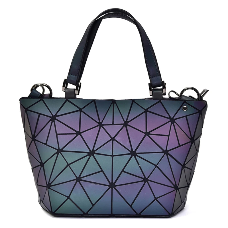 

Lammei Geometry Bag 2019 Women Luminous Bags Diamond Hologram Laser Plain Folding Rainbow Handbags Bag Dropship