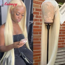 24-32 Inch 613 Long Straight Transparent Lace Frontal Wig Honey Blonde Colored Pre Plucked 100% Human Hair Remy For Women