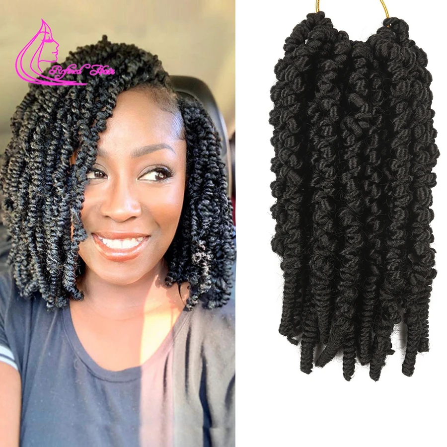 Refined Hair Crochet Short Synthetic Spring Twist Braids Ombre