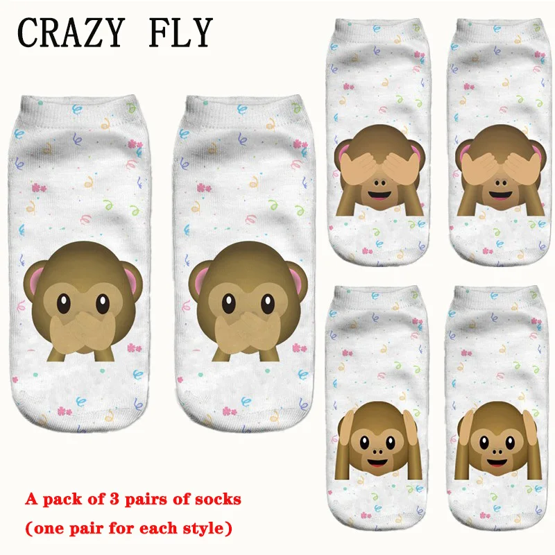 Магазин Crazy Fly 3D печать лодыжки носки модные унисекс пара женщин/мужчин милые