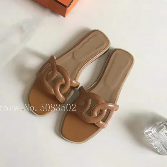 Коричневые кожаные женские шлепанцы на плоской подошве с вырезами; Zapatos De Mujer; уличная брендовая дизайнерская обувь; женские летние сандалии - Цвет: as pic