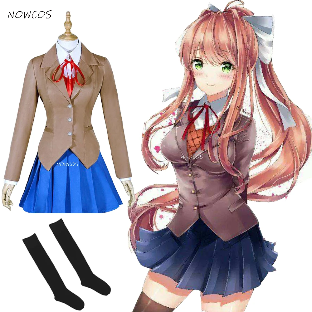 Doki Literature Club Monika cosplay Sayori Yuri Natsuki Косплей Костюм Школьная форма для девочек Женский Игровой костюм полный комплект