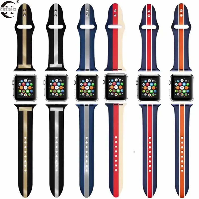 Ремешок для Apple Watch series 5 4 3 2 1 силиконовый ремешок для iWatch цветной мягкий сменный AW адаптер 38 40 42 44 мм аксессуары