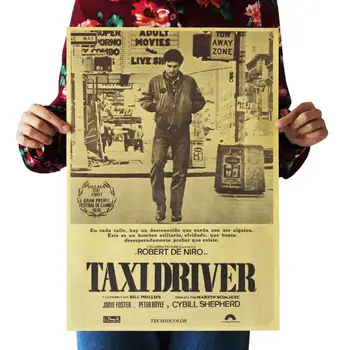 

Taxi Driver classic film movie kraft paper Cafe bar poster Retro Poster decorative painting 51x35.5cm