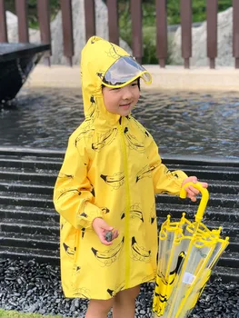 

Cartoon Kids Cute Raincoat Hooded Yellow Impermeable Travel Raincoat Portable Kurtka Przeciwdeszczowa Student Rain Gear MM60YY