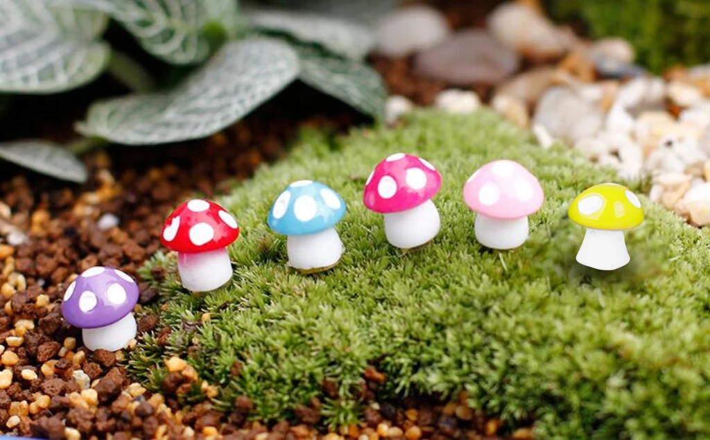

20pcs Miniature Dollhouse Bonsai Fairy Garden Landscape Mushroom Decor 7 Color