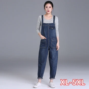 

Plus Size 6XL Women Denim Jumpsuits Pants Loose Casual Wide Leg Denim Overalls Women Plus Size Woman Jumpsuit Rompers