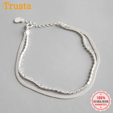 Trusta модный минималистичный браслет из стерлингового серебра 925 пробы с двойным слоем для женщин, свадебные украшения, подарок DS2291