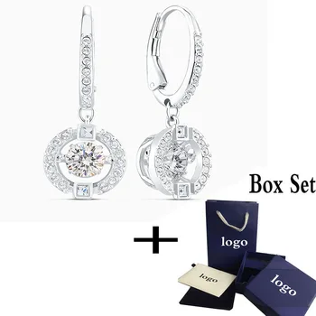 

SWA 2020 Fashion New Pierced Earrings Exquisite Floating Jump Round Crystal Wild Jewelry lady Romantic sweet Gift