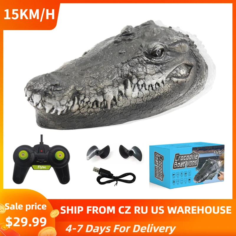 

2020 Flytec V005 4CH 2.4G Electric RC Boat Interesting Simulation Crocodile Head Vehicles RTR Model Children Toy Ship For Kids