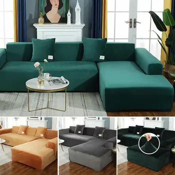 

Mmermind solid color Thick velvet sofa cover for living room sofa towel Slip-resistant sofa cover strech sofa Slipcover CO85#