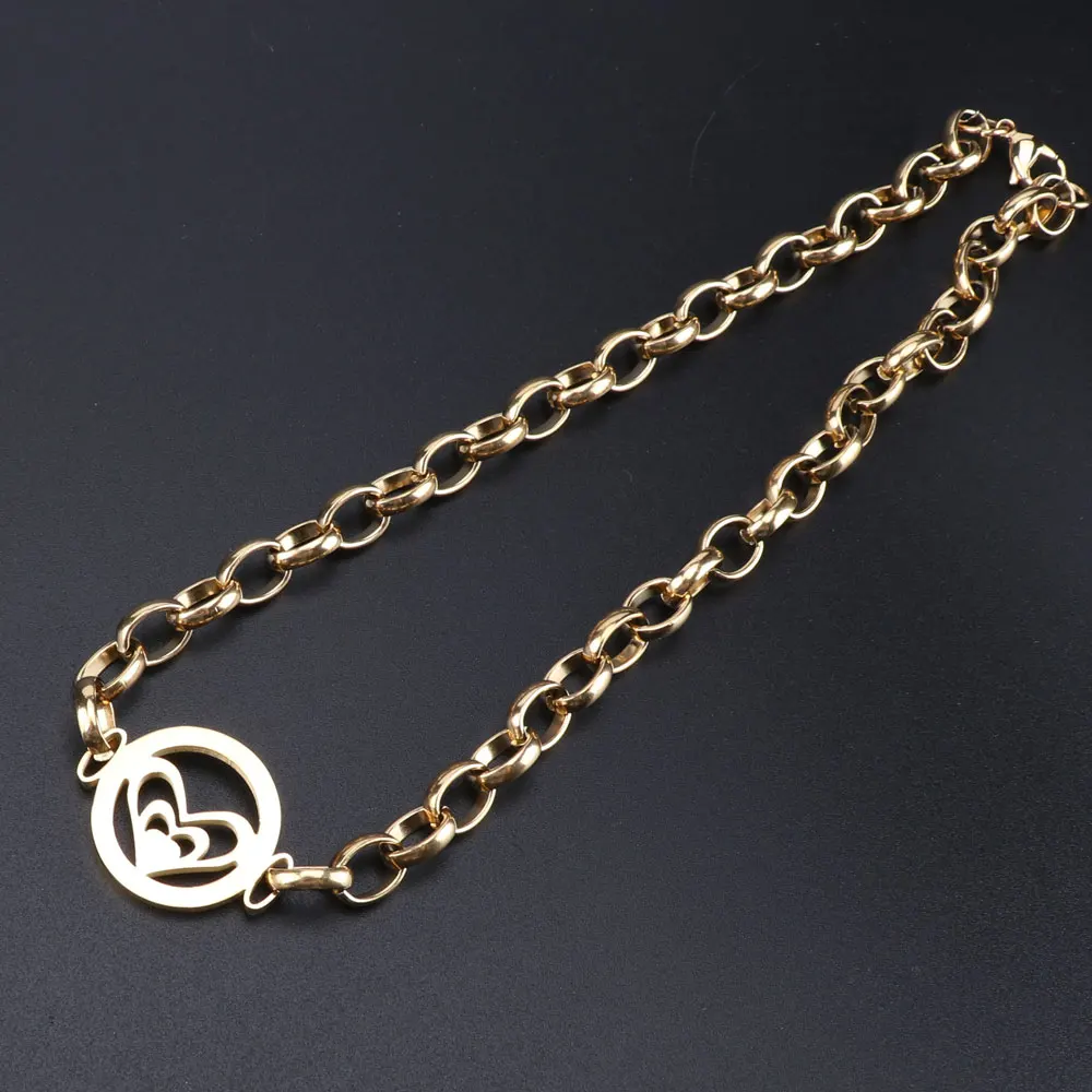 Trendy Women Stainless Steel Heart Necklaces&Pendants Earring Bracelet Wedding Gifts Jewelry Set