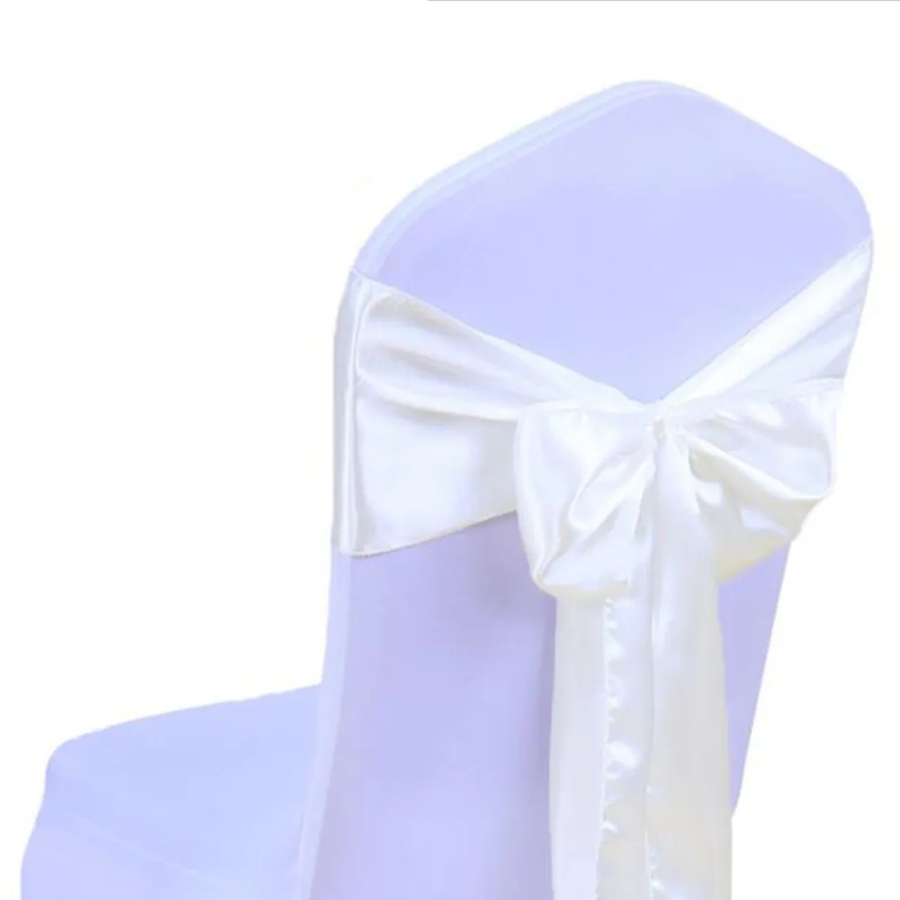 25PCS 15 Colors Wedding Chair Cover Sash Satin Fabric bow-knot Ribbon Tie Bands for for Wedding Party Banquet Event Decorations