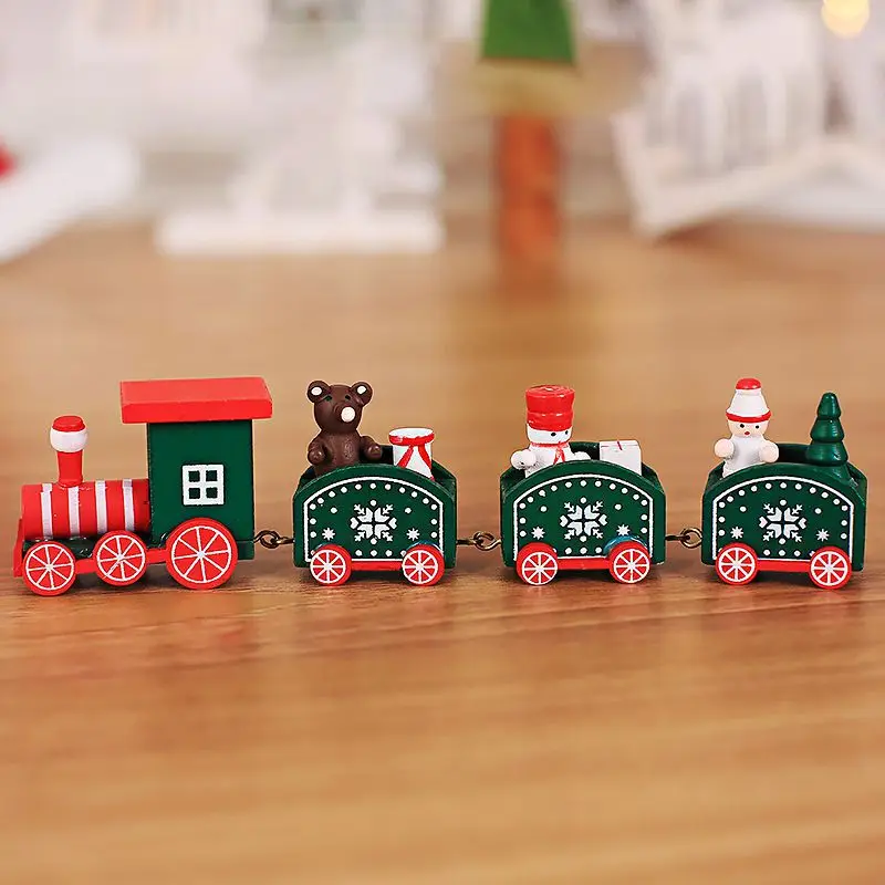 amazing  New Christmas Toys For Kids baby Cute Wooden Mini Train Ornaments Kid Gift Toys For Christmas Party
