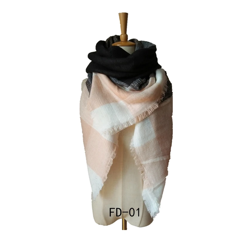 Кашемировый клетчатый шарф, цветной квадратный шарф, зимний теплый шарф, Женская шаль, Модный женский шарф - Цвет: fd-01
