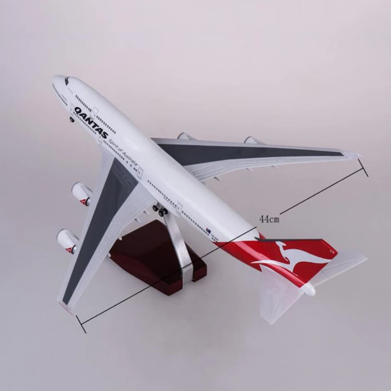 1/150 масштаб 47 см самолет Boeing 747 B747 QANTAS модель самолета светодиодный свет и колесо шасси литье под давлением модель самолёта из смолы игрушка
