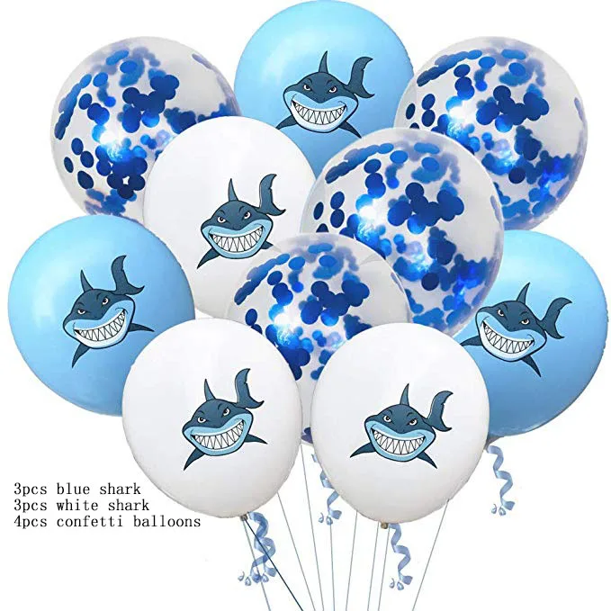 shark1 Акула поставка шаров для праздников детский наряд для дня рождения воздушный шар "Конфетти" декоративные шары Акула вечерние свадебные сувениры латексные гелиевые шары - Цвет: shark1