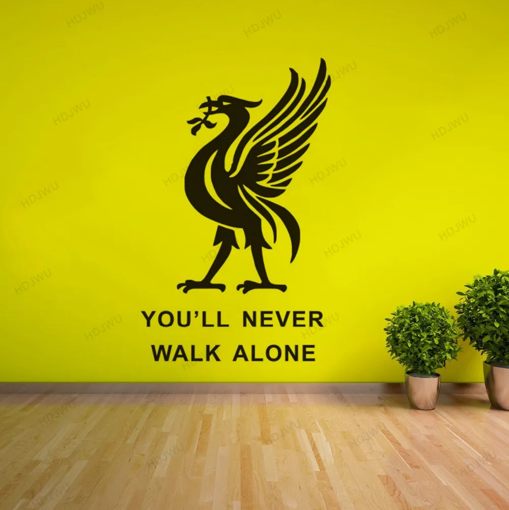 Наклейки на стены, подарок, Ливерпуль, футбольный клуб, наклейка на стену, вы никогда не будете ходить в одиночестве, вдохновляющая цитата, плакат на стену, футболист HD55