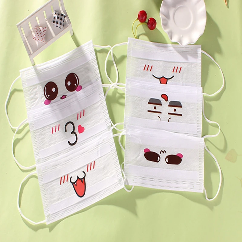 

50pcs/lot Disposable non-woven cartoon mask 4 layers anti-haze dust mouth masks Windproof patch