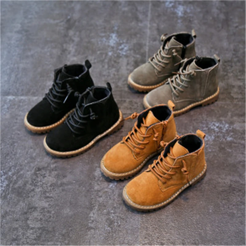 

NEW 2019 Fashion Children Ankle boots Genuine leather Outdoor Motorcycle boots Autumn Boys Girls shoes Winter Snow boots 04B