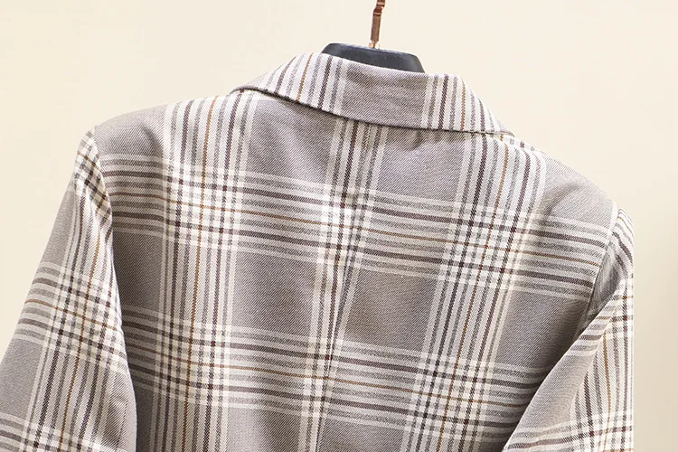 Плюс размер XL-4XL Женский блейзер новая весенняя и осенняя Повседневная клетчатая Женская куртка пальто средней длины Женское пальто
