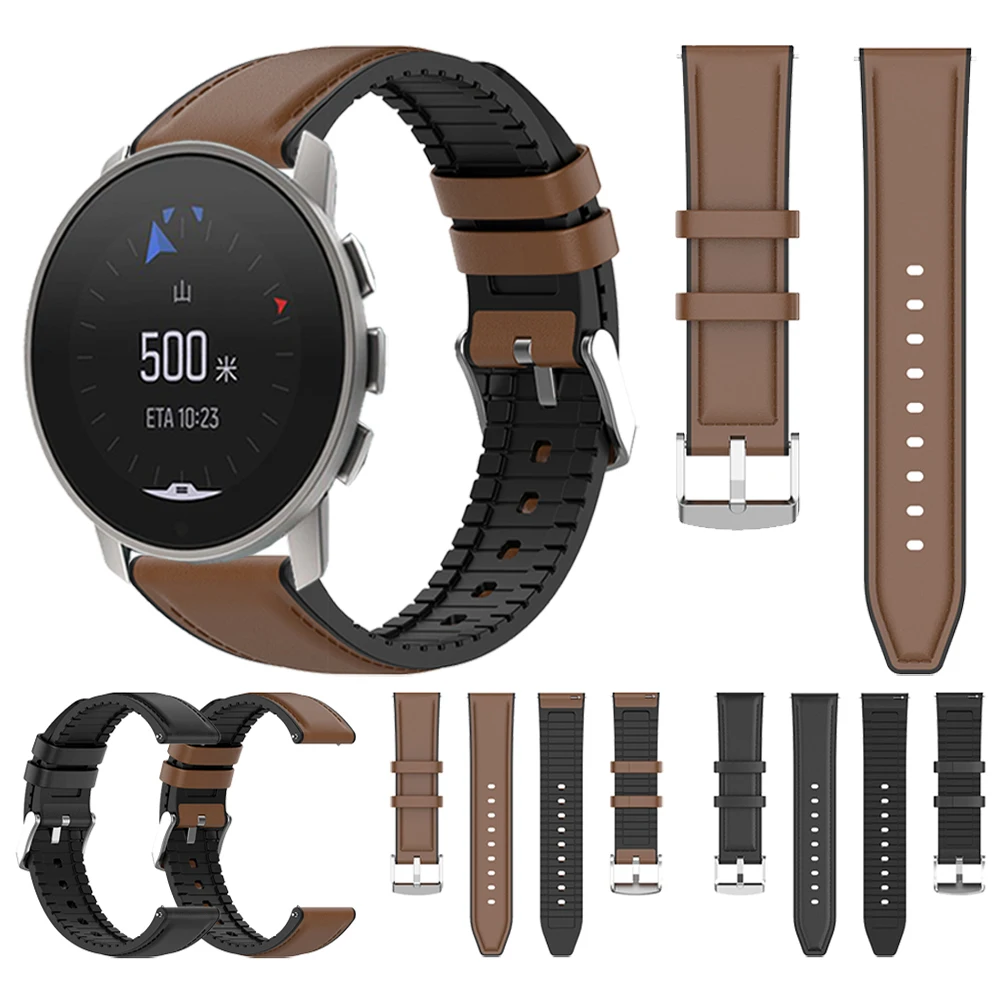 Ремешок кожаный силиконовый для Suunto 9 Peak спортивный браслет наручных часов