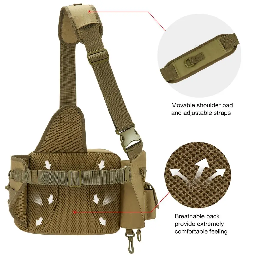 Piscifun Fishing Bag Multifunctional Fishing Tackle Bag Nylon Outdoor Water-resistant Sling Reel Lu - 4000214617518