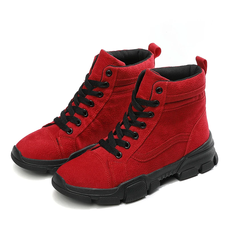 Red Moipheng/женские ботинки; коллекция года; Зимние ботильоны; botas mujer invierno; теплая плюшевая женская обувь; Узкие ботинки из искусственной замши; пикантная красная обувь - Цвет: Red