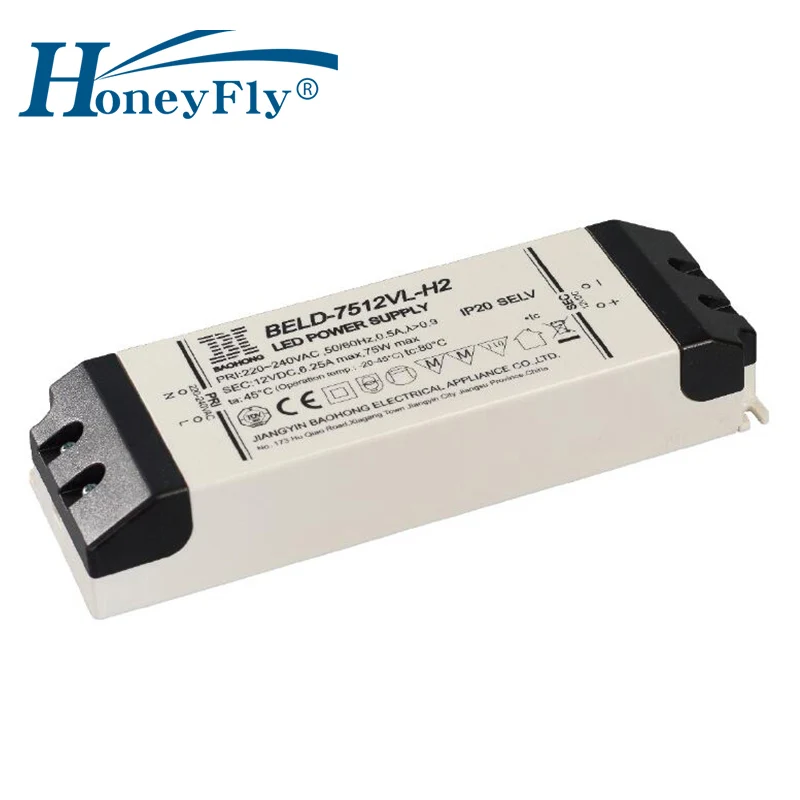 Патентованный светодиодный драйвер HoneyFly 3 шт. 75 Вт 12 В фототрансформатор адаптер