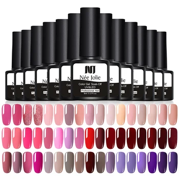 

NEE JOLIE 60 Colors 8ml Gel Nail Polish LED UV Gel For Nail Gray Red Pink Soak Off Nail Art Varnish Hybrid Nail Gel Polish