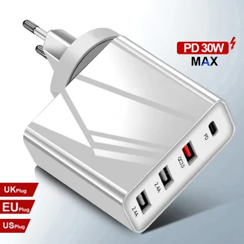 

EU/UK Plug USB Charger Quick Charge QC3.0 For Phone Adapter For Macbook Power Bank Bluetooth Earphones Portable Mobile Charger