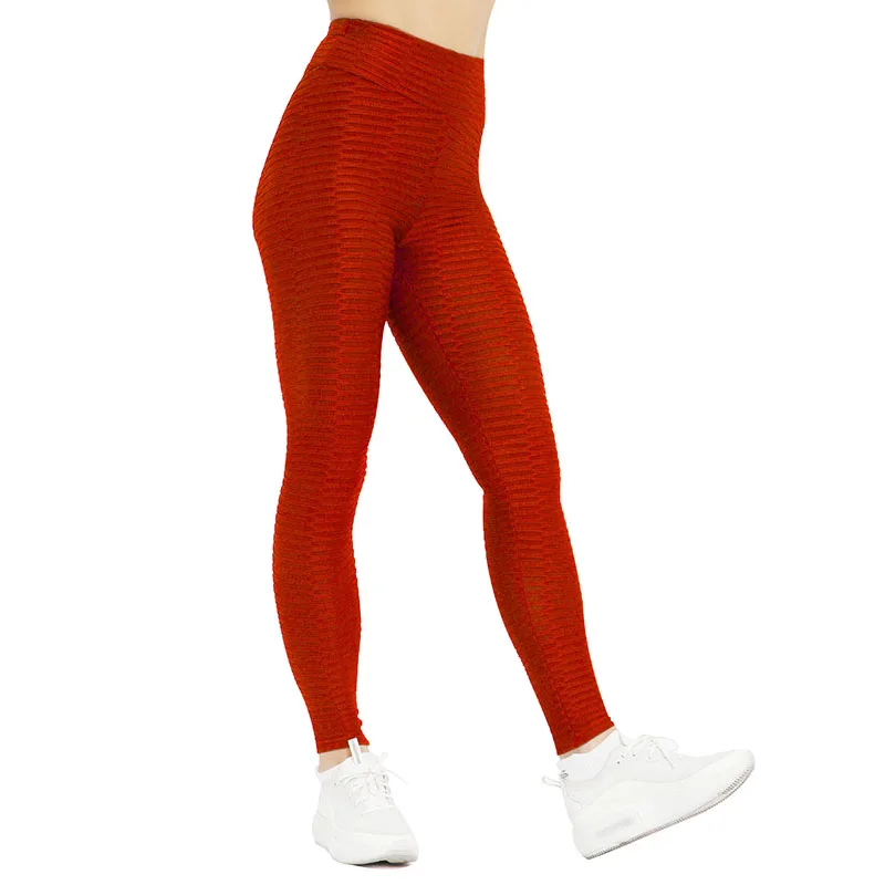 Женские спортивные Леггинсы пуш-ап, сексуальные штаны для йоги с высокой талией, леггинсы для спортзала, колготки для тренировок, спортивная одежда, женские тонкие бесшовные леггинсы - Цвет: Red