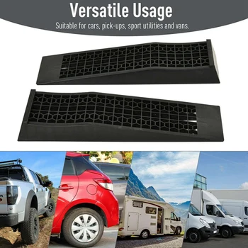 

2PC Black 3000KG Heavy Duty Car Ramps Long Antiskid Working Ramp Auto Oil Changing Repair Maintenance Jack Lift Tools