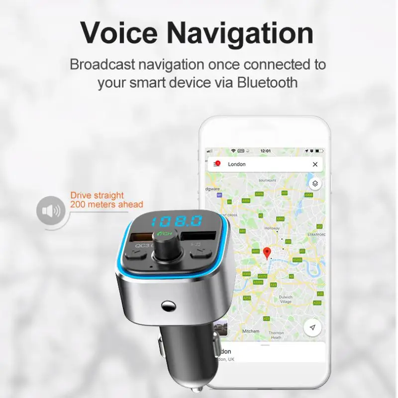 Двойной USB зарядное устройство Bluetooth 5,0 FM передатчик автомобильный модулятор беспроводной громкой связи комплект Авто аудио mp3-плеер QC3.0 Быстрая зарядка
