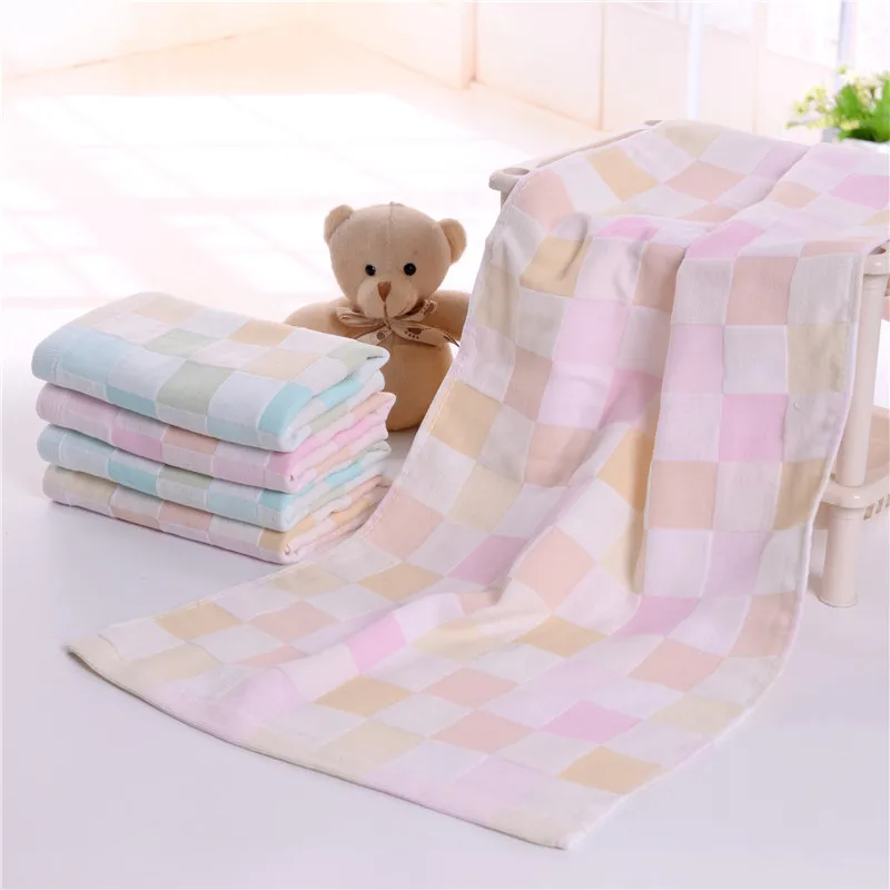  Cotton Cloth Towel Handkerchief Bibs Infants Children Commodity Double Layer Plaid Yarn Towel YULAI