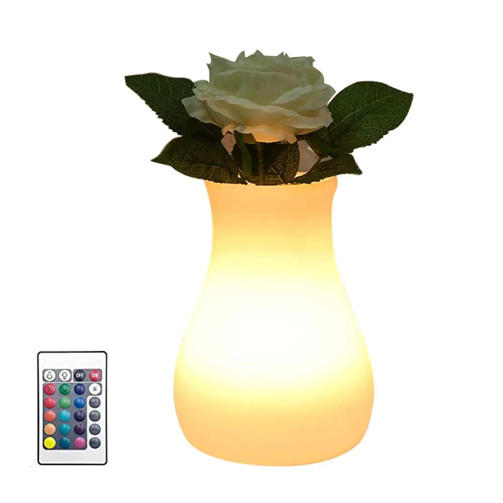 

3 Modes Color Changing Led Vase Shaped Night Light Bedside Remote Control USB Rechargeable Bedroom Decor Table Hotel Bar