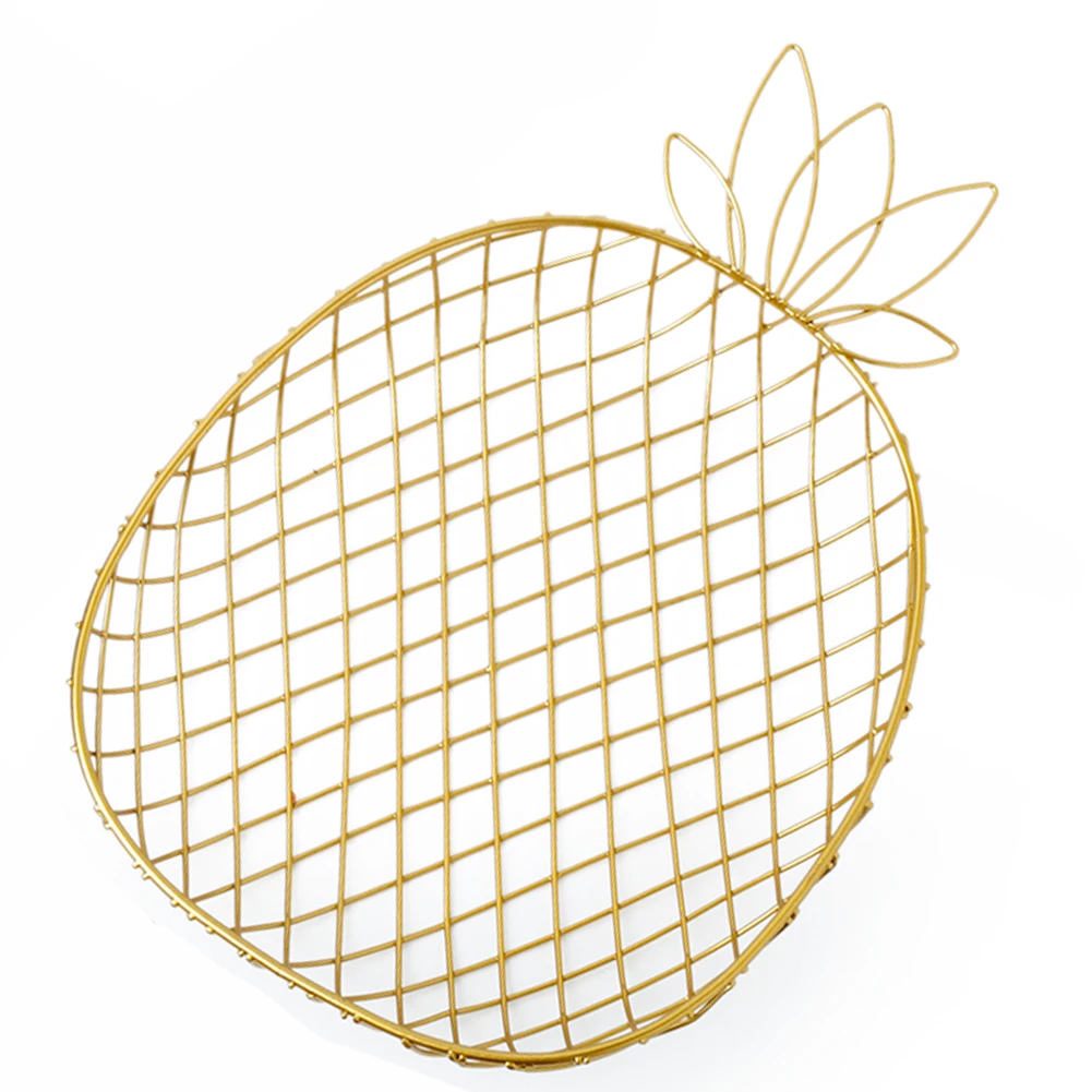 Gold Тарелка для закуски, настольная, для гостиной, современная, для десертов, для дома, для хранения торта, поднос для фруктов, сливная корзина из кованого железа, в форме ананаса - Цвет: Gold