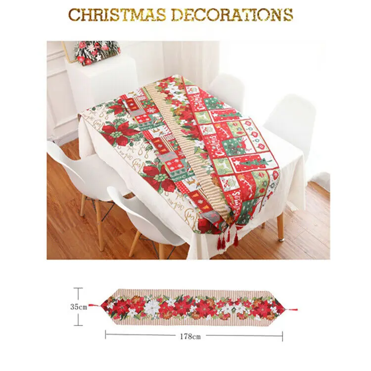 Printed Tassel Tablecloth Placemat Hotel Home Festival Decoration Christmas Decoration Linen Printed Table Flag Table Runner