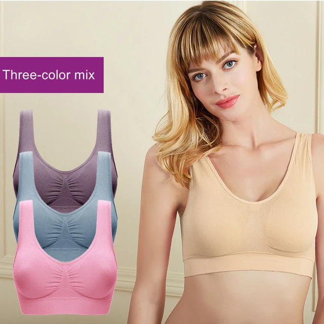 Genie Bra Womens 3 Pack - Wireless Bra for Women, Solid Color